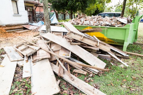 Various types of builders waste materials ready for clearance